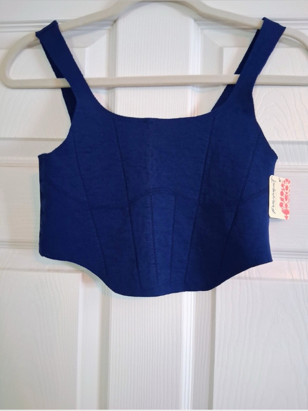 Royal Blue Structured Crop Top with Wide Straps